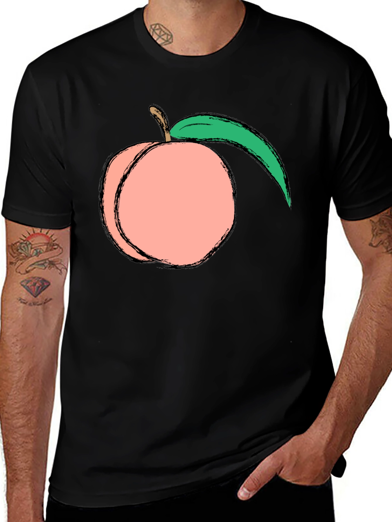 Variant 26 of Peach Graphic T-Shirt - Soft Black Cotton Blend