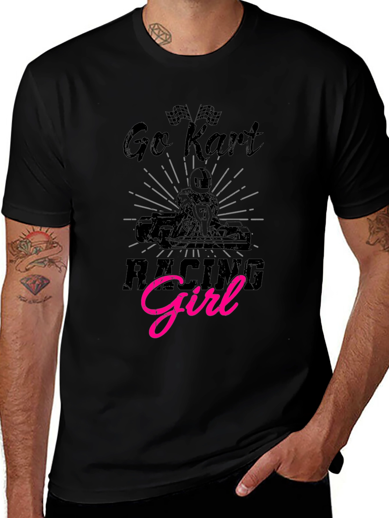 Variant 9 of Go Kart Racing Girl Black T-Shirt