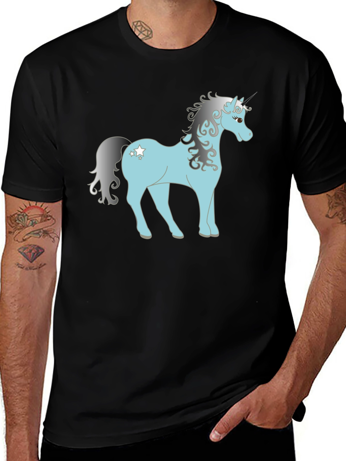 Variant 14 of Unicorn Graphic Tee - Men's Black T-Shirt