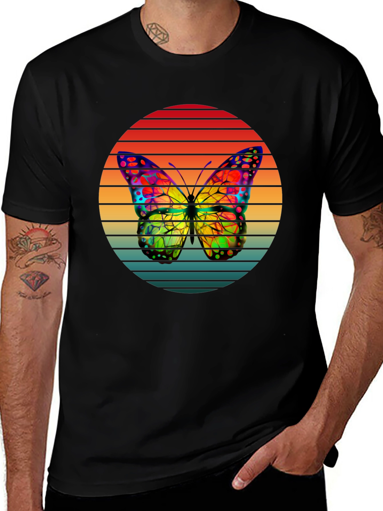 Variant 23 of Retro Butterfly Sunset Graphic Tee