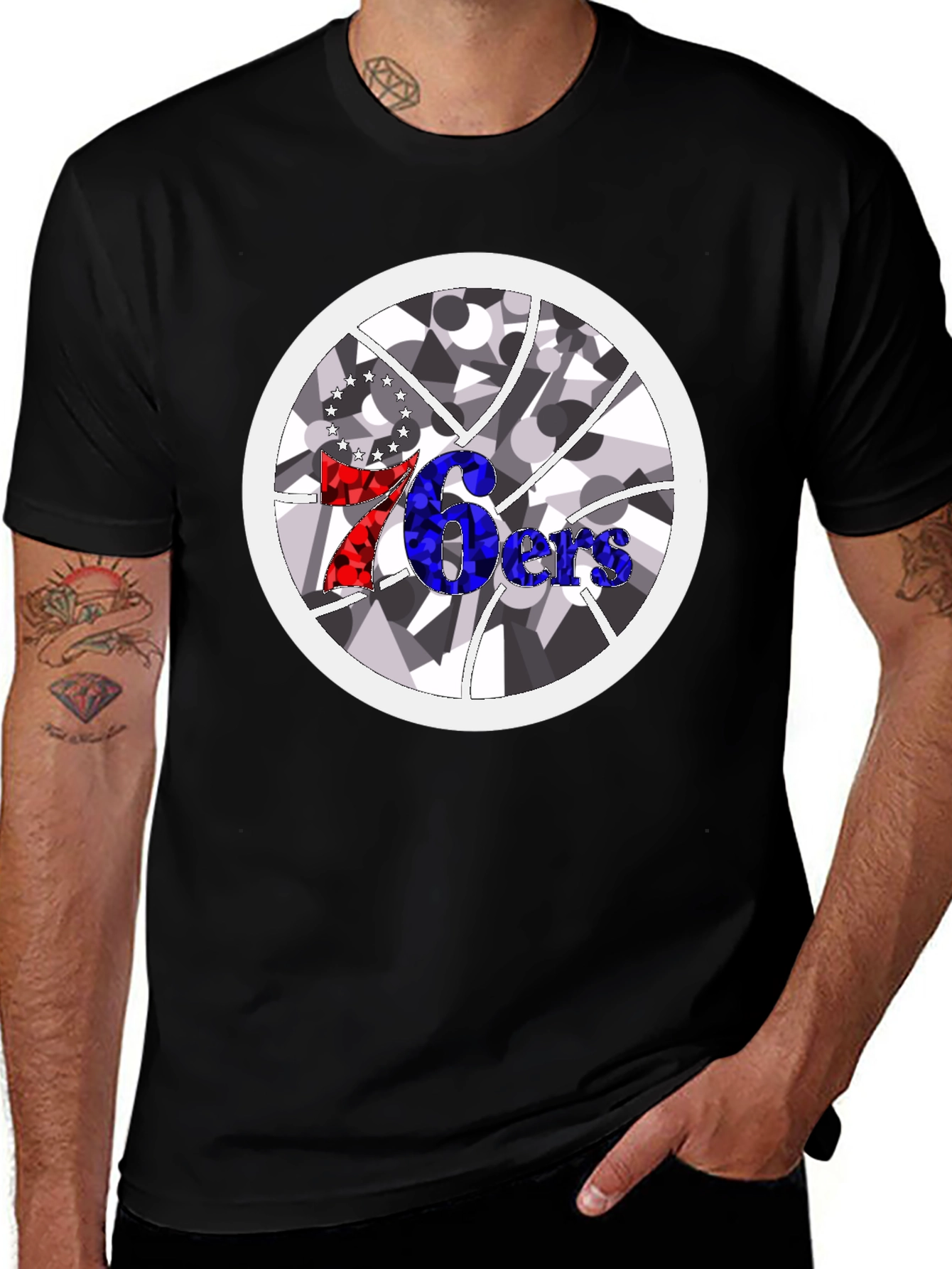 76ers Fan T-Shirt - Graphic Print Black Tee