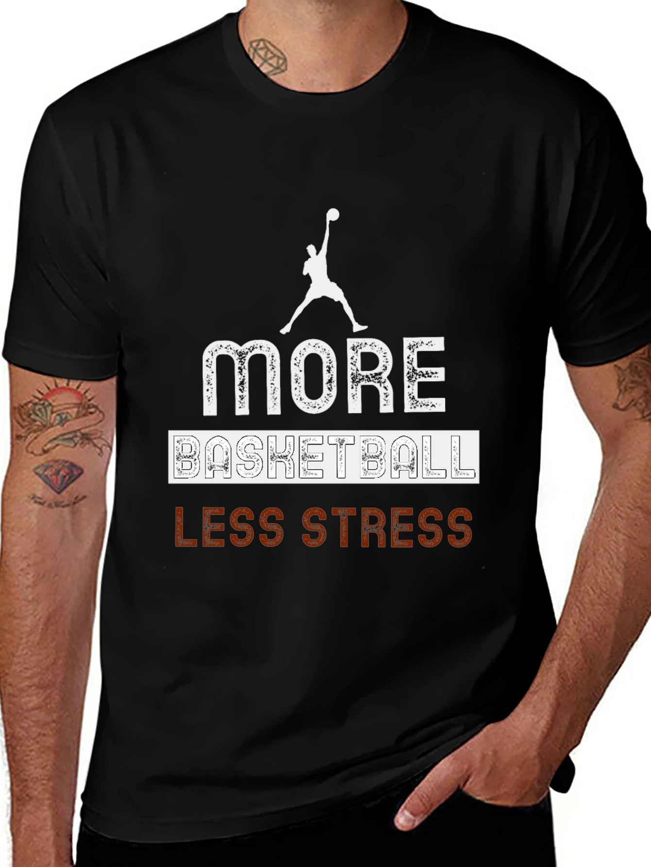 Variant 26 of More Basketball, Less Stress Graphic T-Shirt