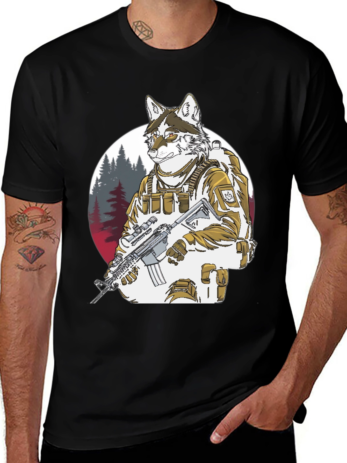 Variant 2 of Tactical Wolf T-Shirt - Military Style Graphic Tee