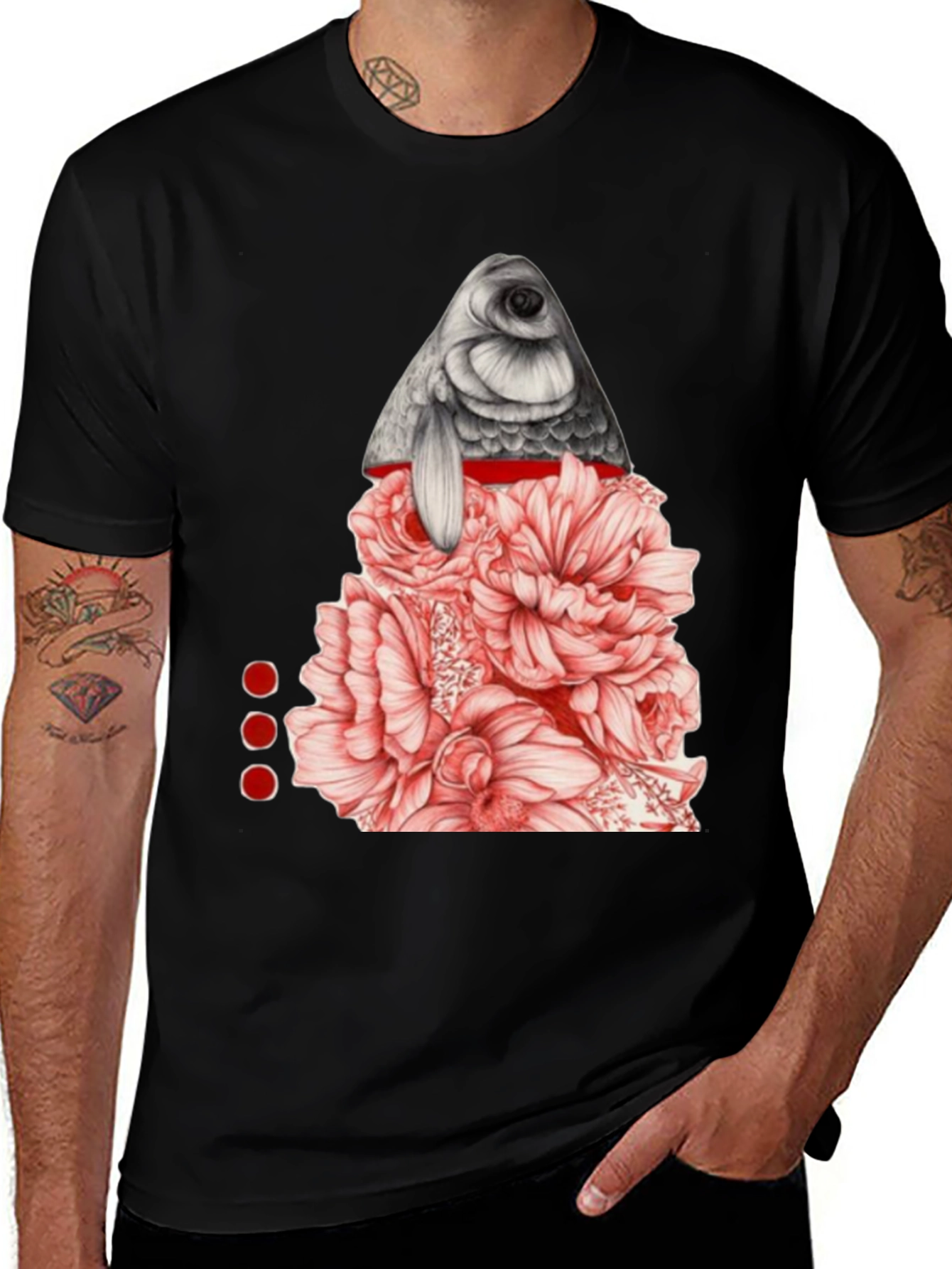 Variant 27 of Floral Fish Graphic Tee - Unique Men's Shirt