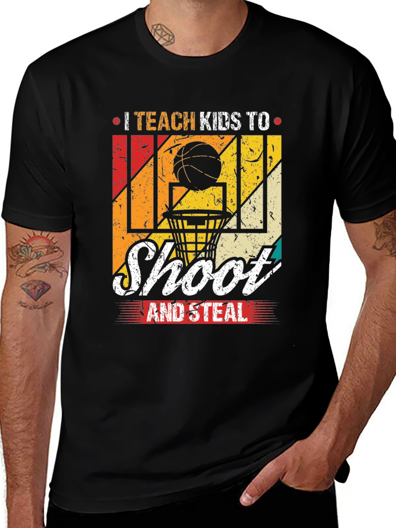 Variant 4 of Basketball Coach T-Shirt - Teach Kids To Shoot & Steal