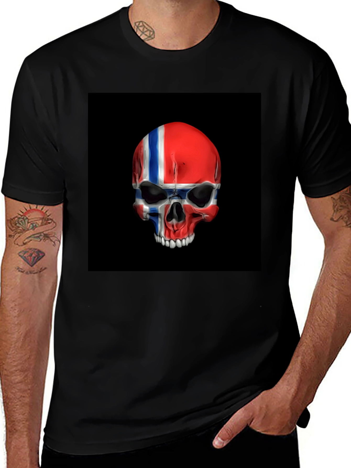 Variant 22 of Norway Flag Skull Graphic Print T-Shirt