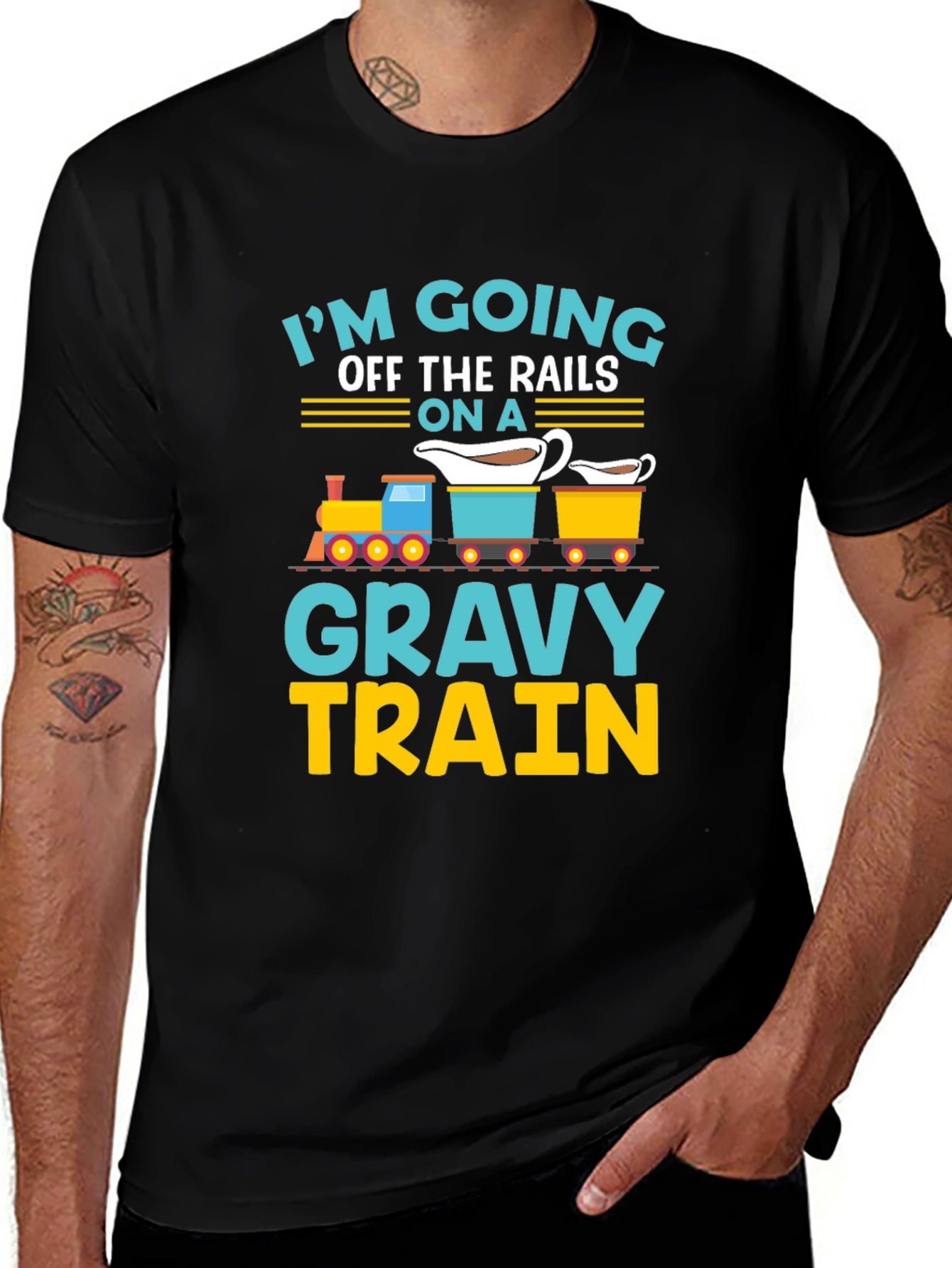 Variant 11 of Gravy Train Tee - I'm Going Off The Rails Foodie Shirt
