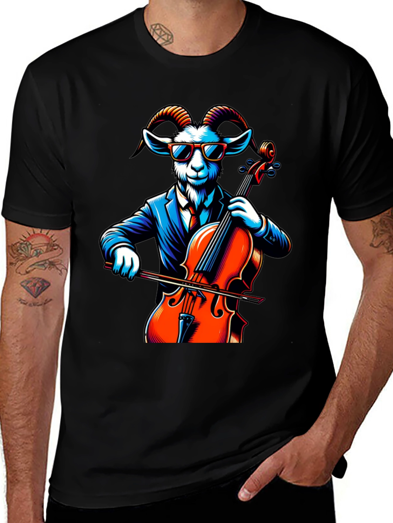 Variant 3 of Goat Cellist Graphic Tee - Cool Animal Music Lover Shirt