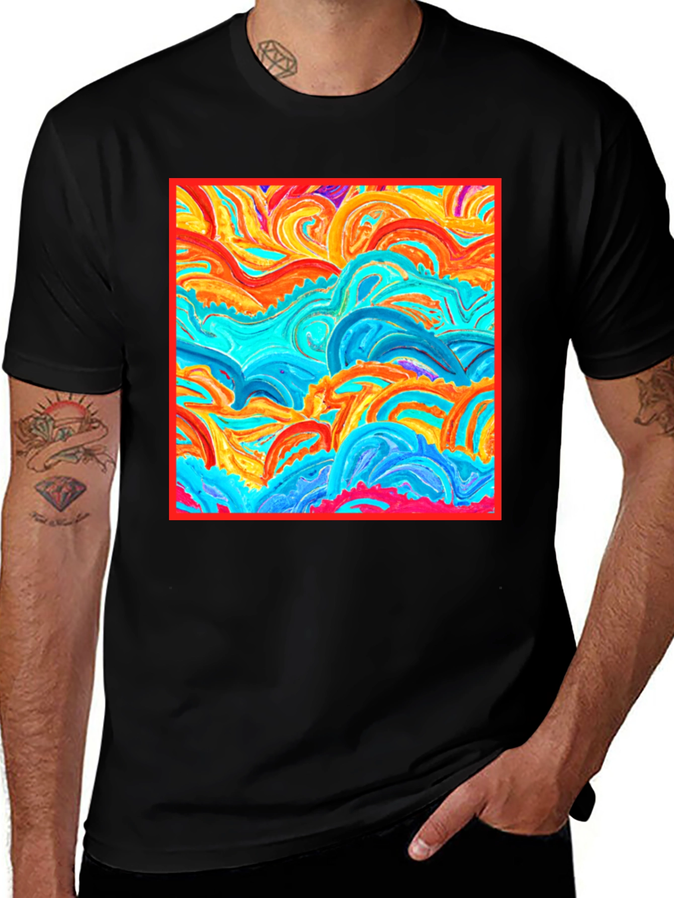 Variant 11 of Abstract Swirl Art Tee - Colorful Design