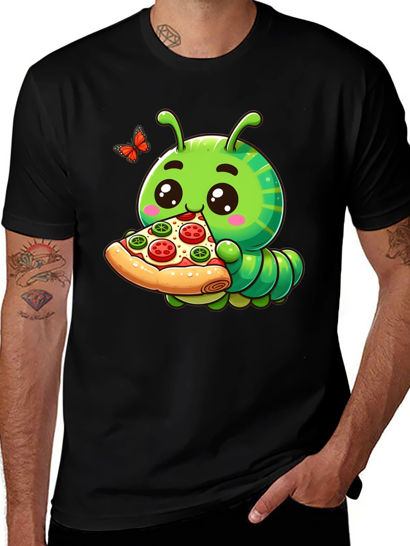 Caterpillar Pizza Lover Black T-Shirt
