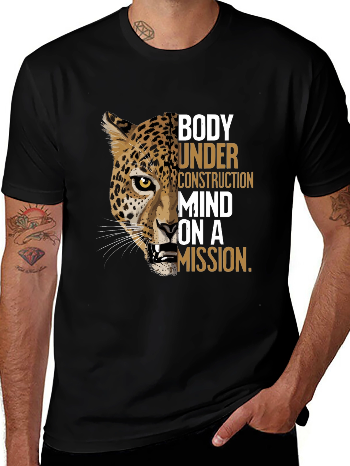 Variant 15 of Body Under Construction Leopard Graphic T-Shirt
