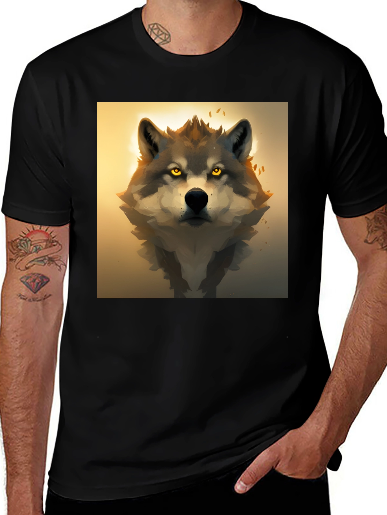 Variant 16 of Wolf Graphic Tee - Men's Black Short Sleeve Shirt