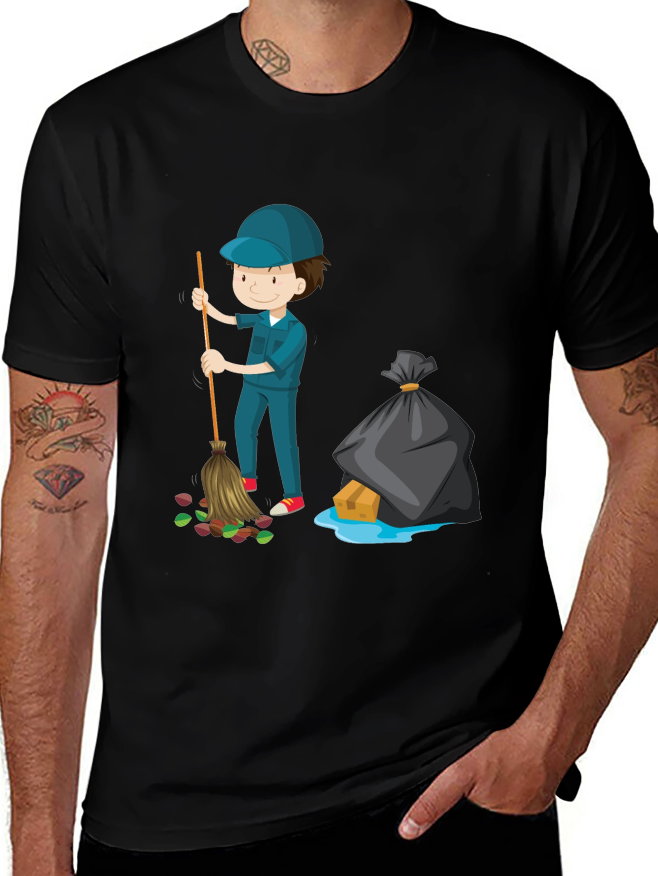Variant 2 of Cartoon Janitor Graphic Tee