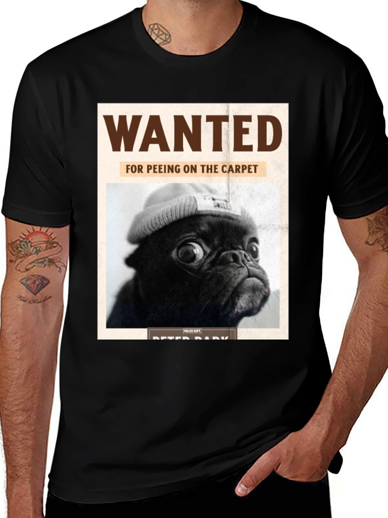 Variant 16 of Wanted Pug T-Shirt