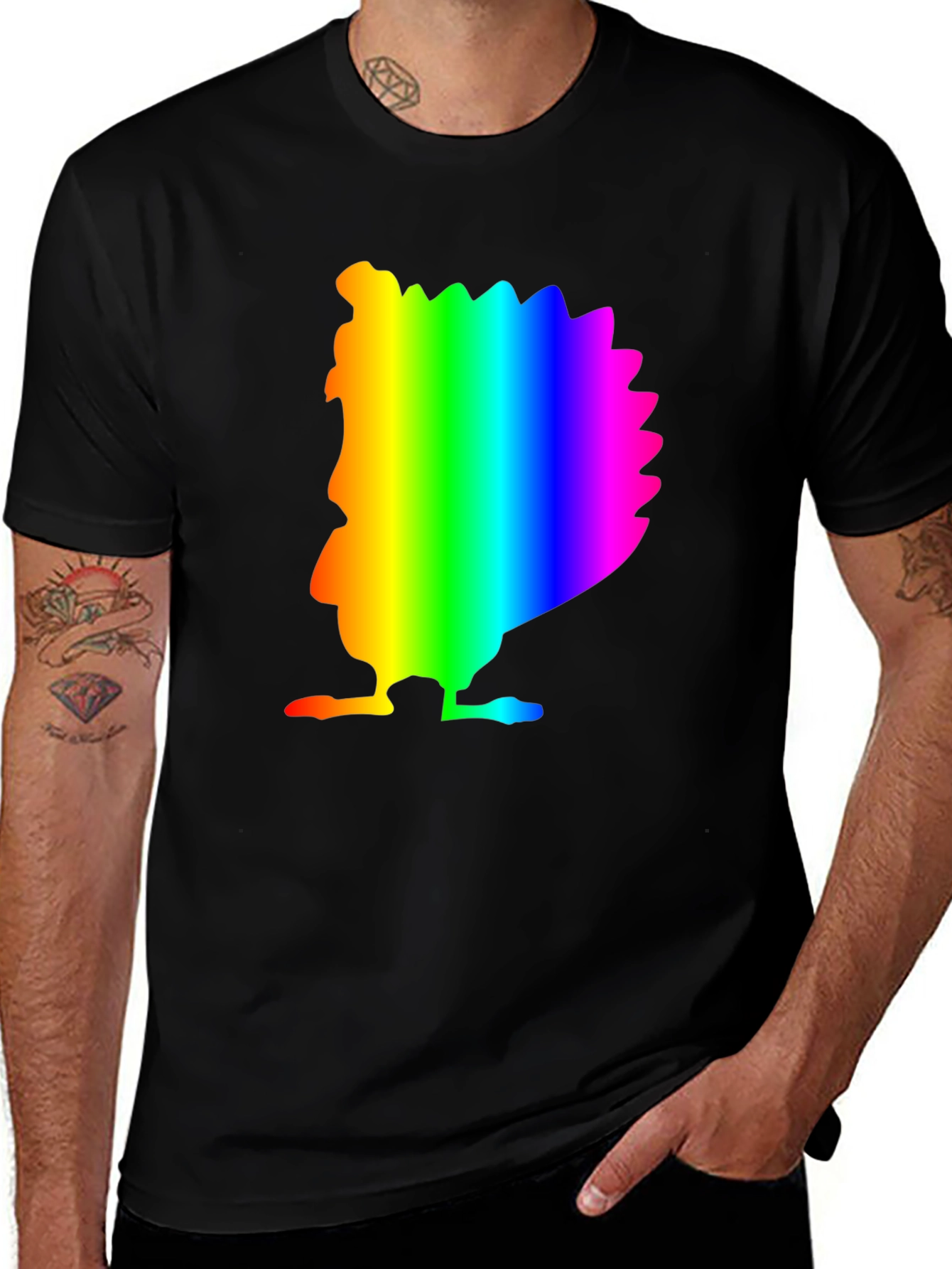 Variant 2 of Rainbow Turkey Graphic Black Tee