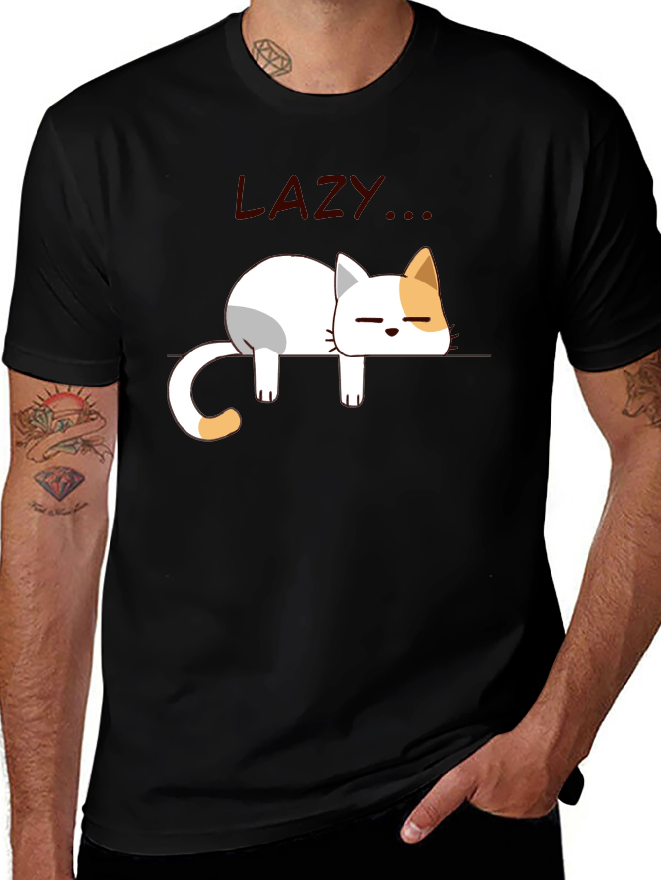 Variant 16 of Lazy Cat Graphic T-Shirt - Relaxed Fit, Soft Cotton