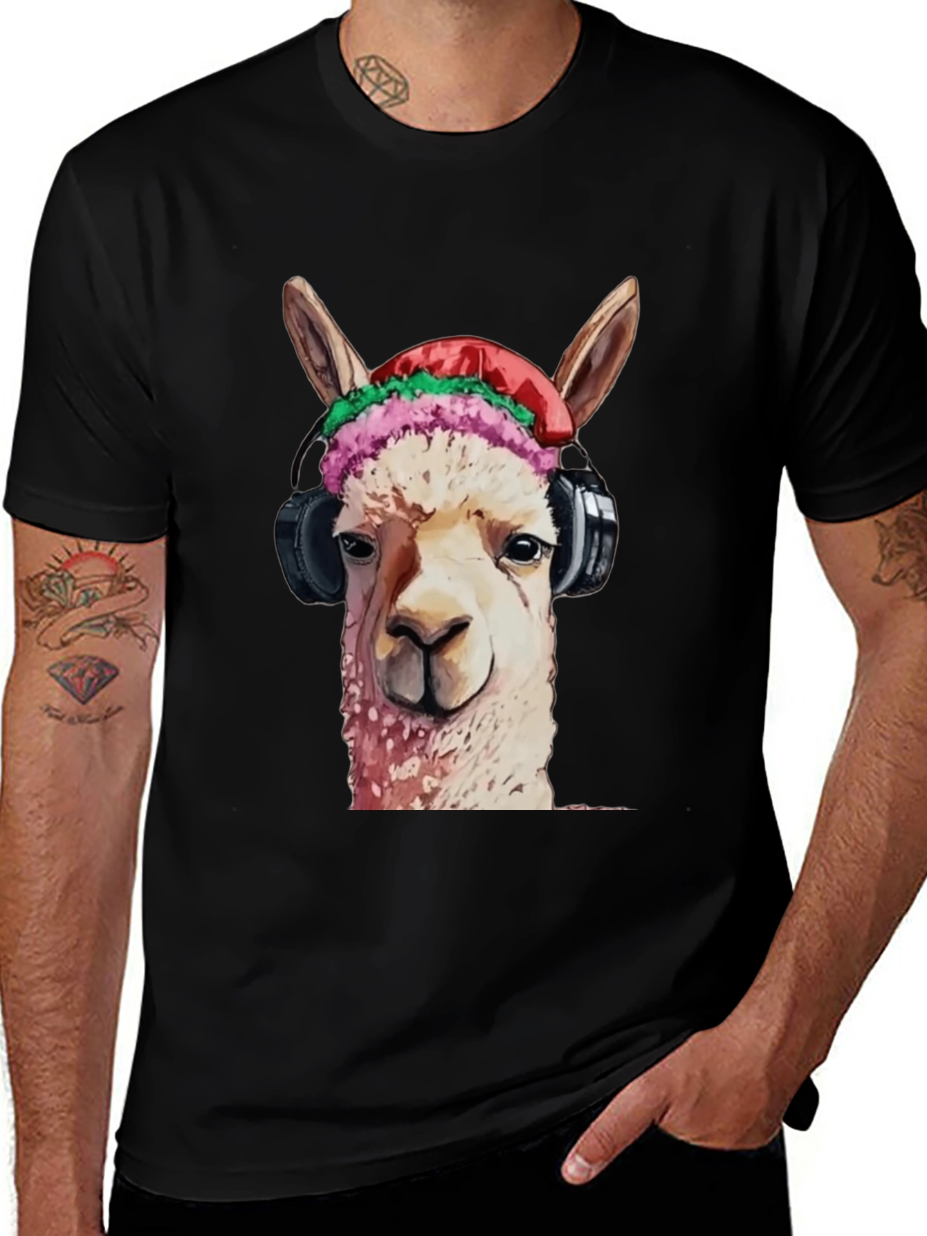 Variant 28 of Cool Llama Headphones T-Shirt
