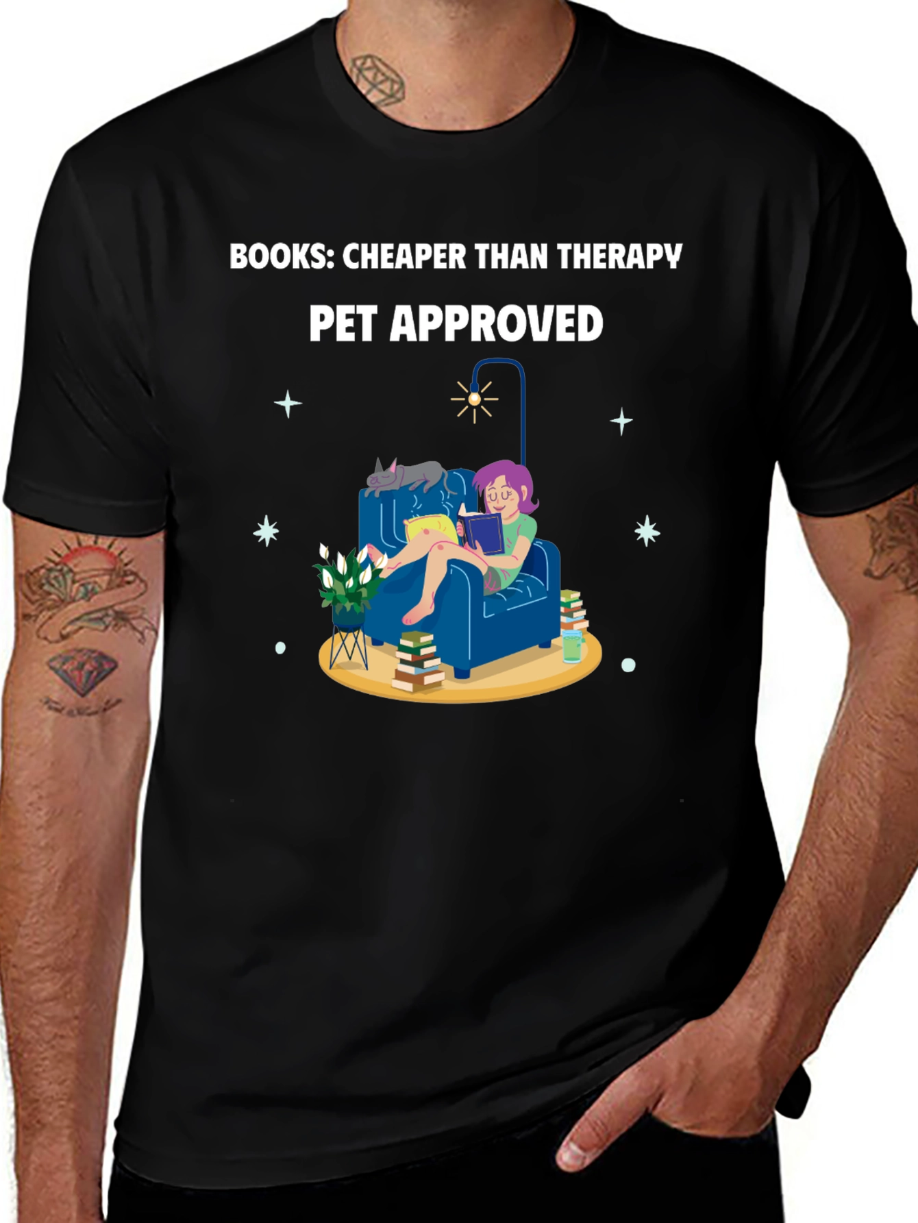 Variant 5 of Books: Cheaper Than Therapy T-Shirt
