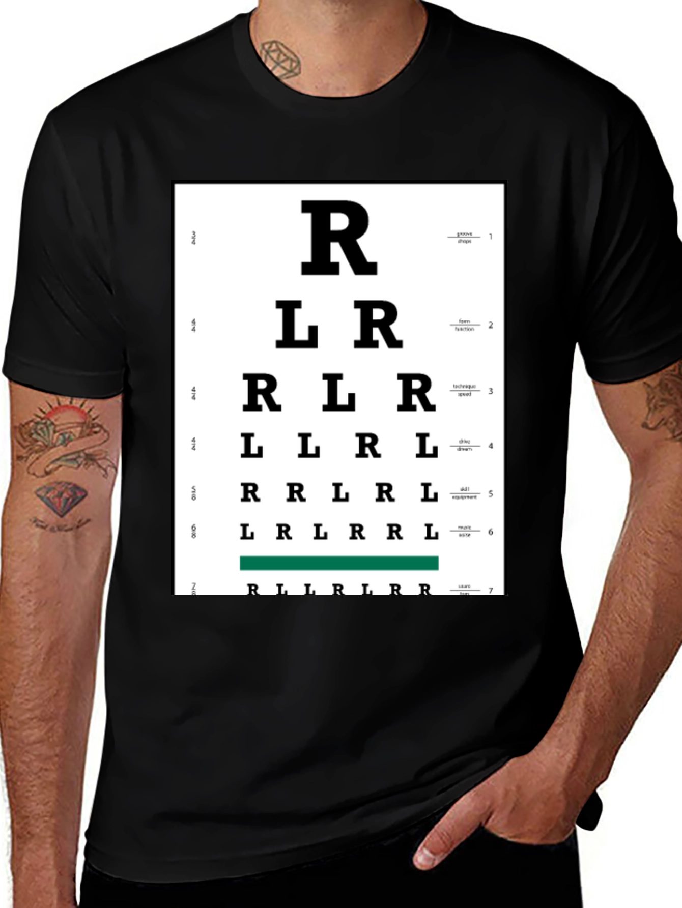 Variant 20 of Eye Exam Chart Funny T-Shirt - Right Left Vision Test