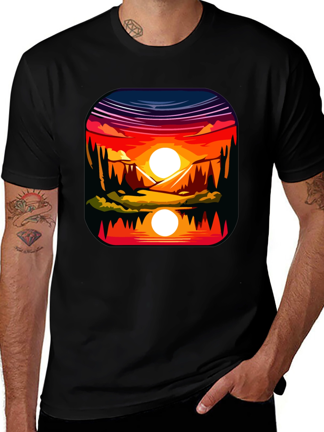 Variant 19 of Sunset Lake Graphic T-Shirt - Nature Lover Tee