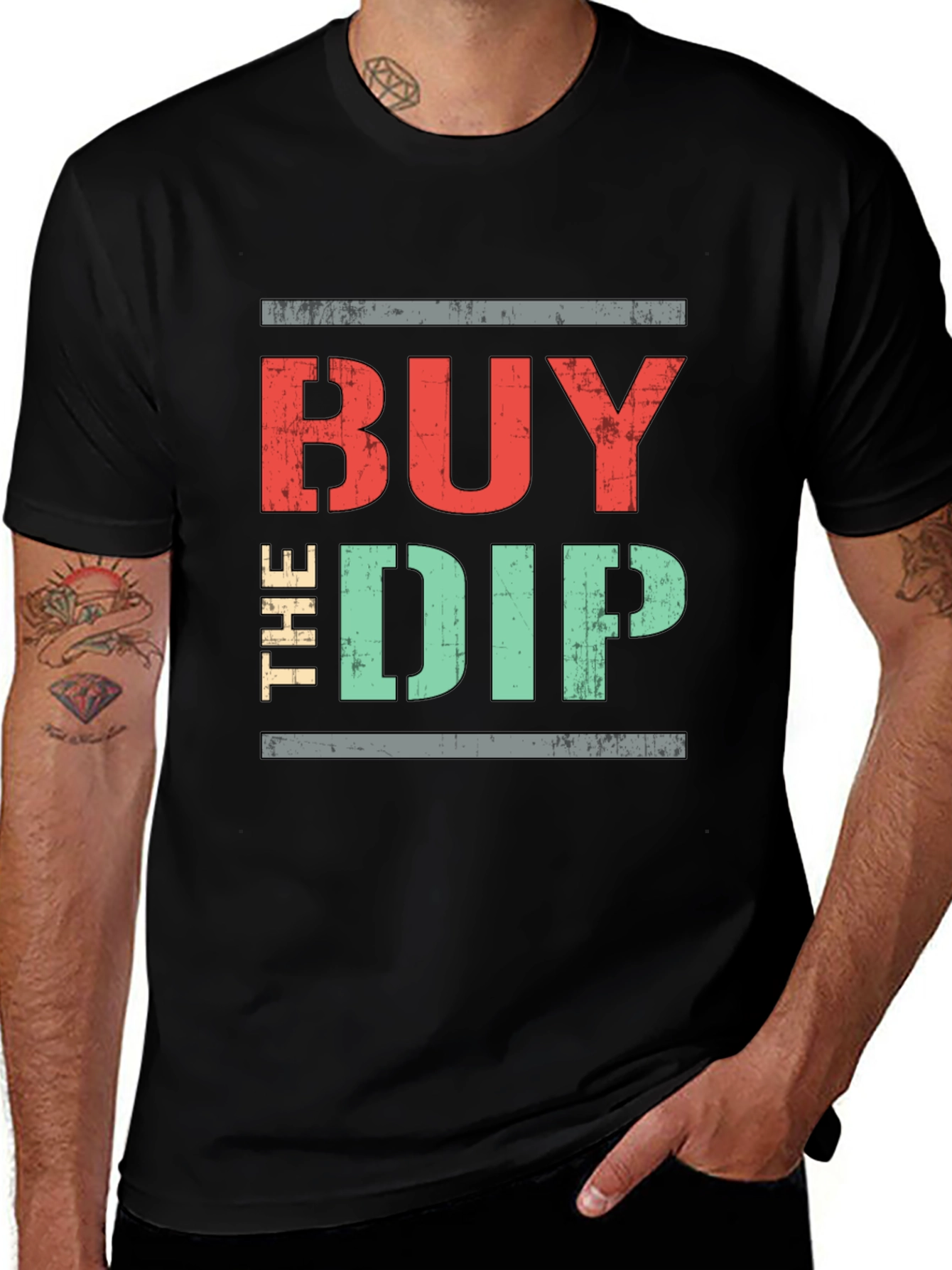 Black Buy The Dip Graphic Tee - Stock Market T-Shirt main image