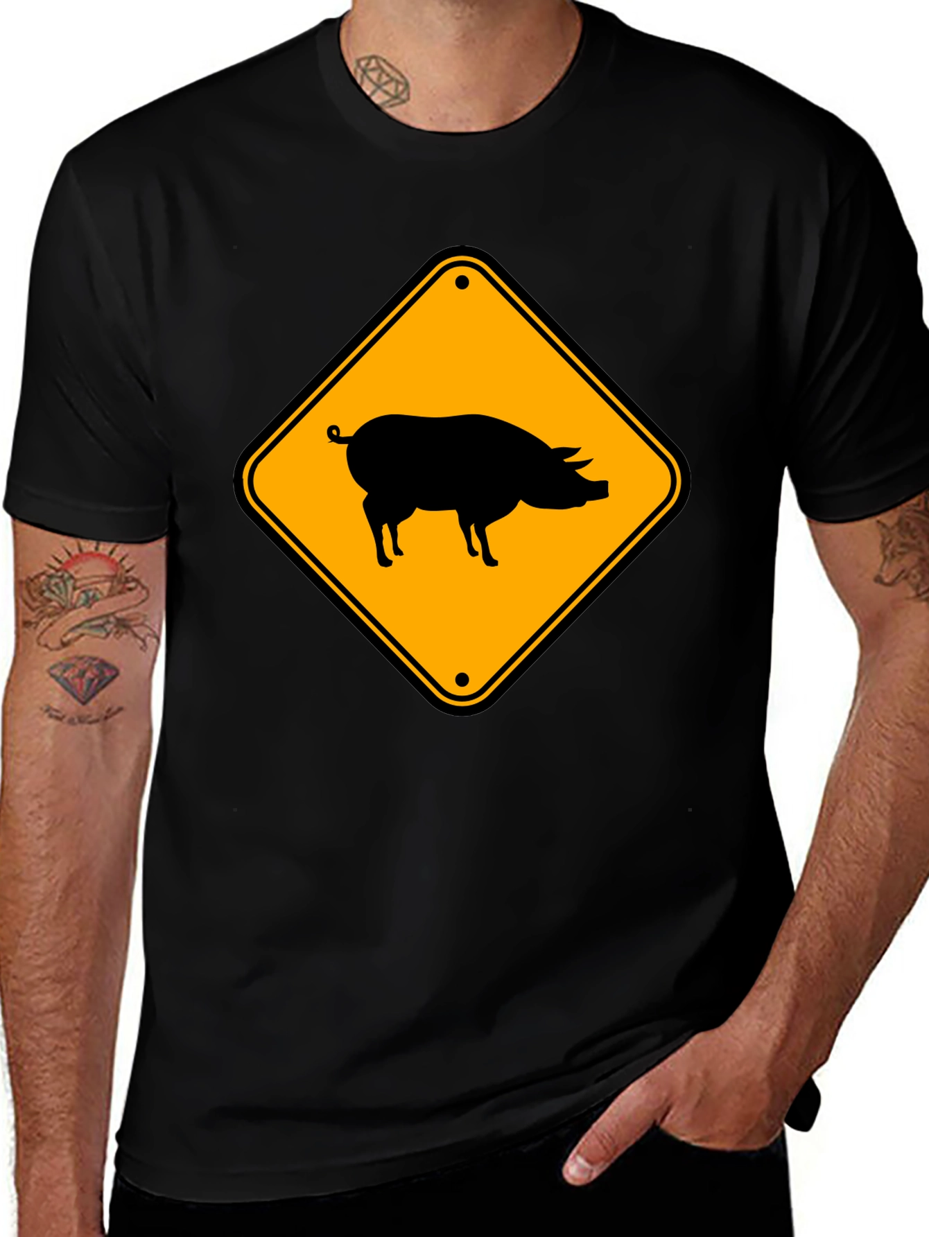 Variant 20 of Novelty Pig Crossing T-Shirt