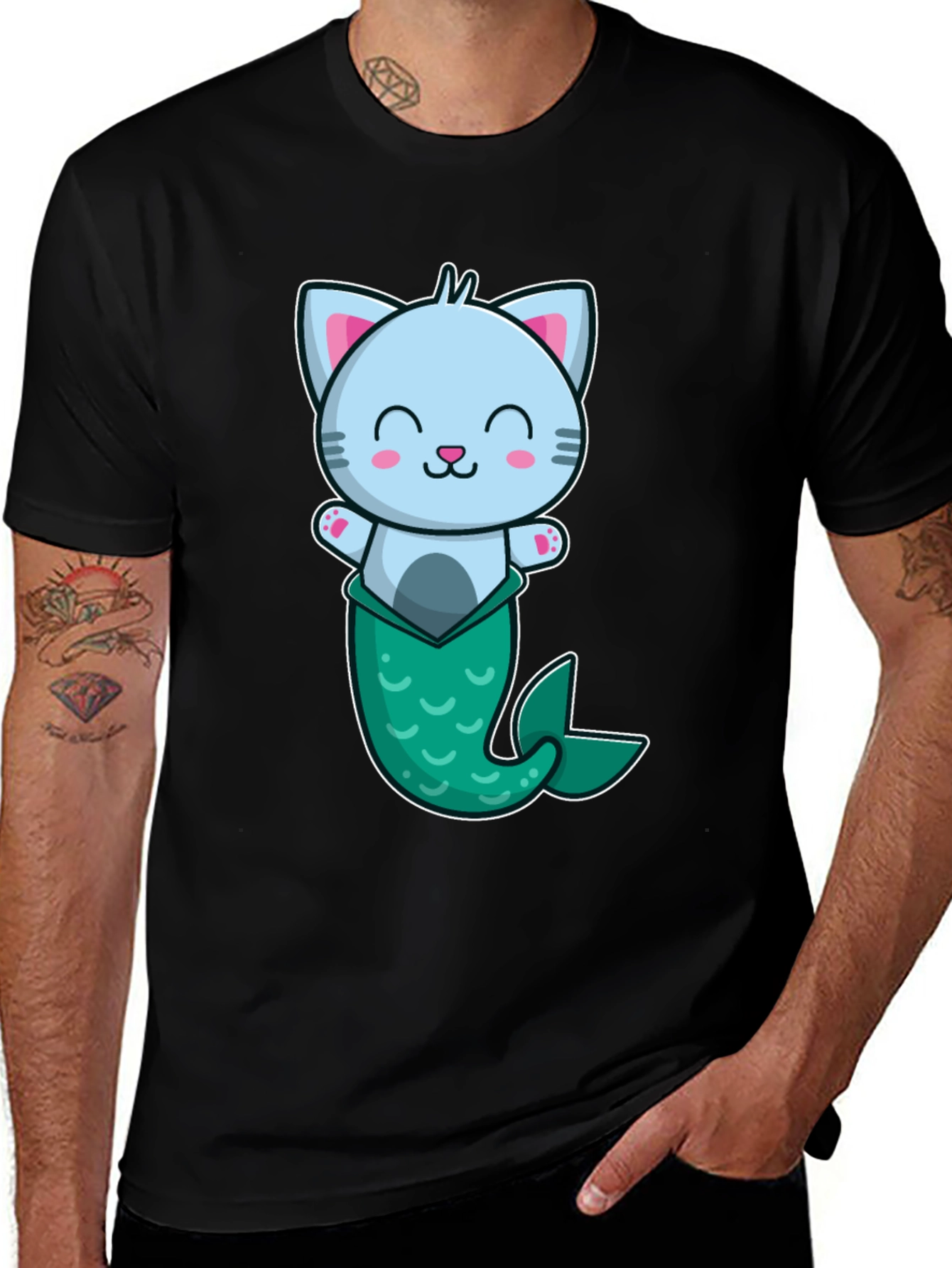 Variant 7 of Cute Mermaid Cat Graphic T-Shirt