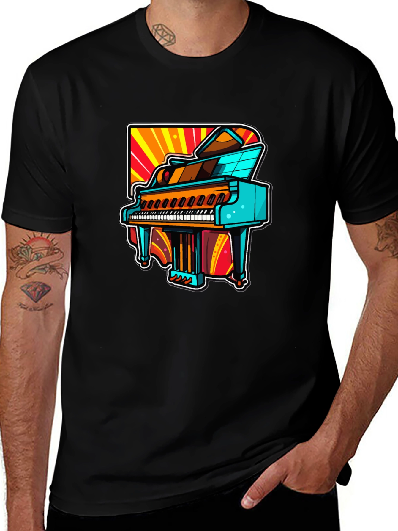 Variant 28 of Retro Piano Graphic Tee - Classic Music Lover T-Shirt