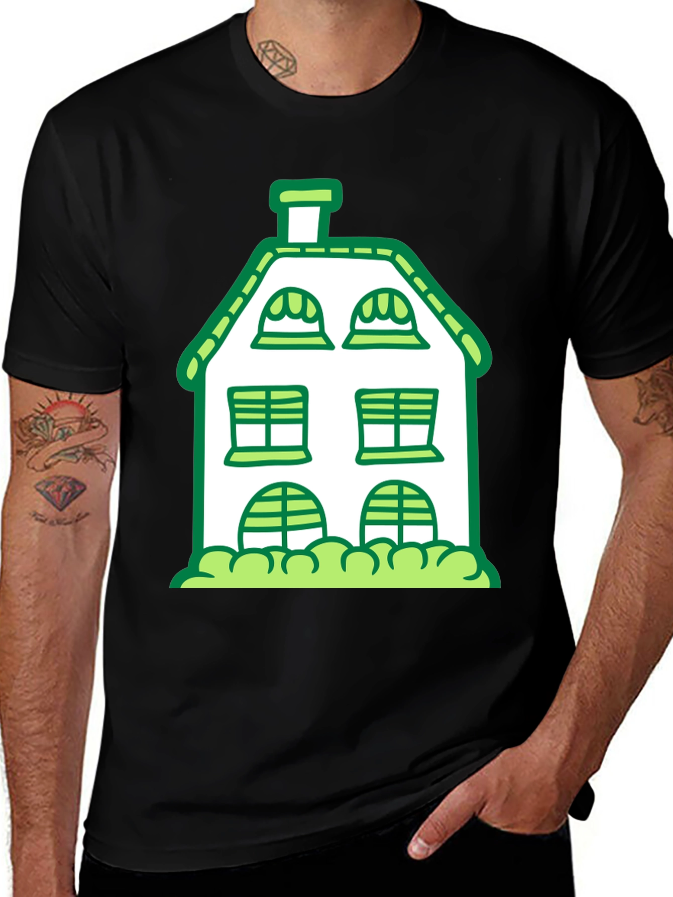 Variant 2 of Cartoon House Graphic Tee - Quirky Style