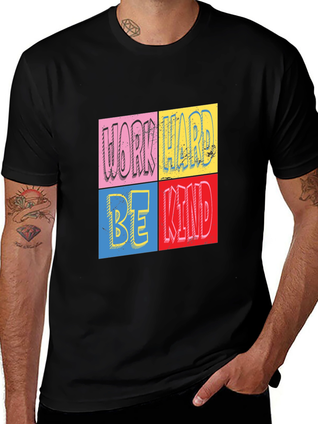 Variant 22 of Work Hard Be Kind Graphic Tee - Black Unisex T-Shirt