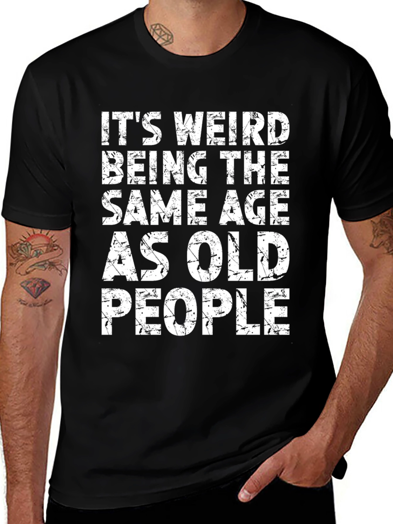 Variant 23 of Funny "Old People" Graphic Print Black T-Shirt