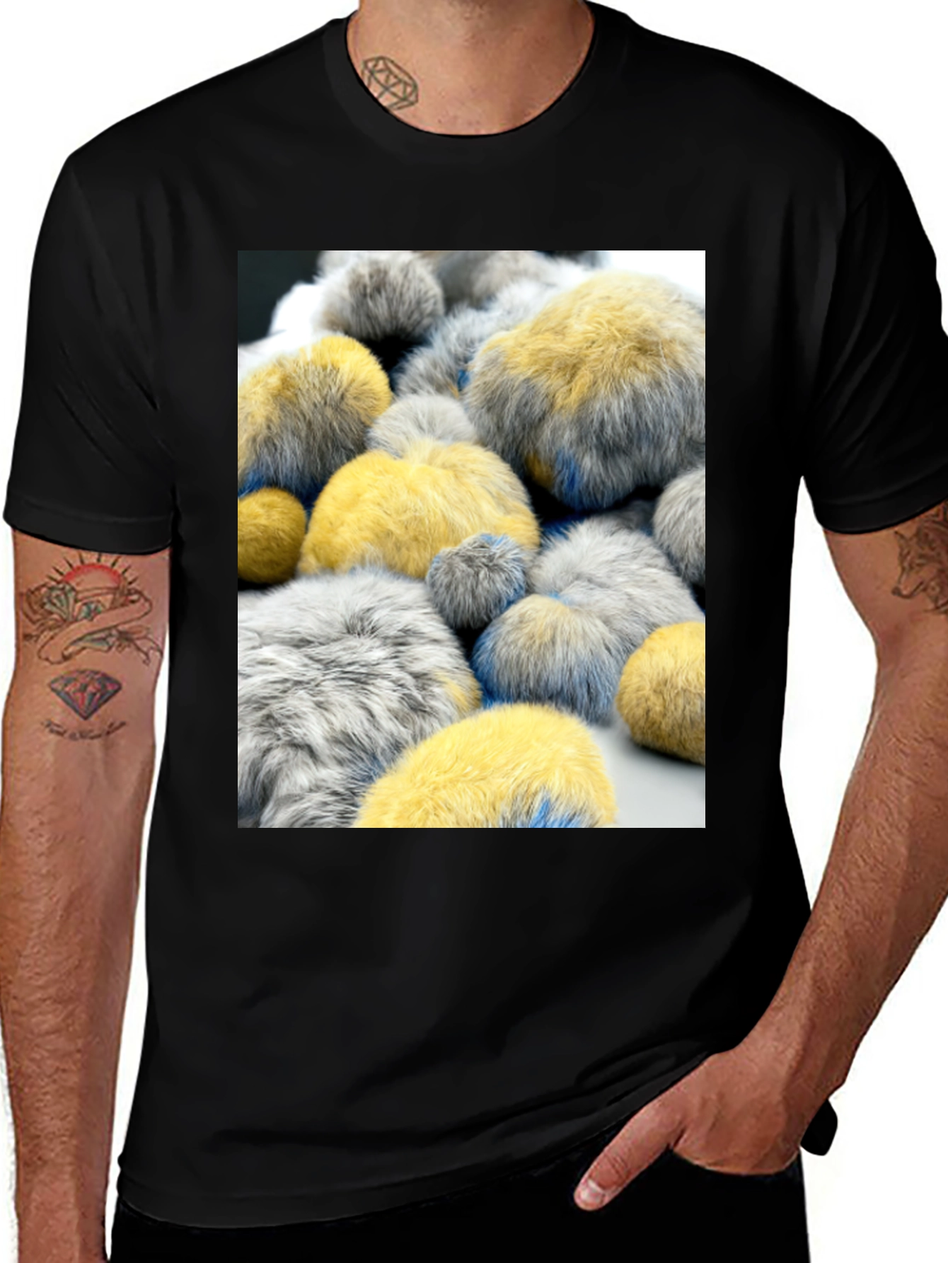 Black Abstract Fluffy Ball Pattern Tee main image