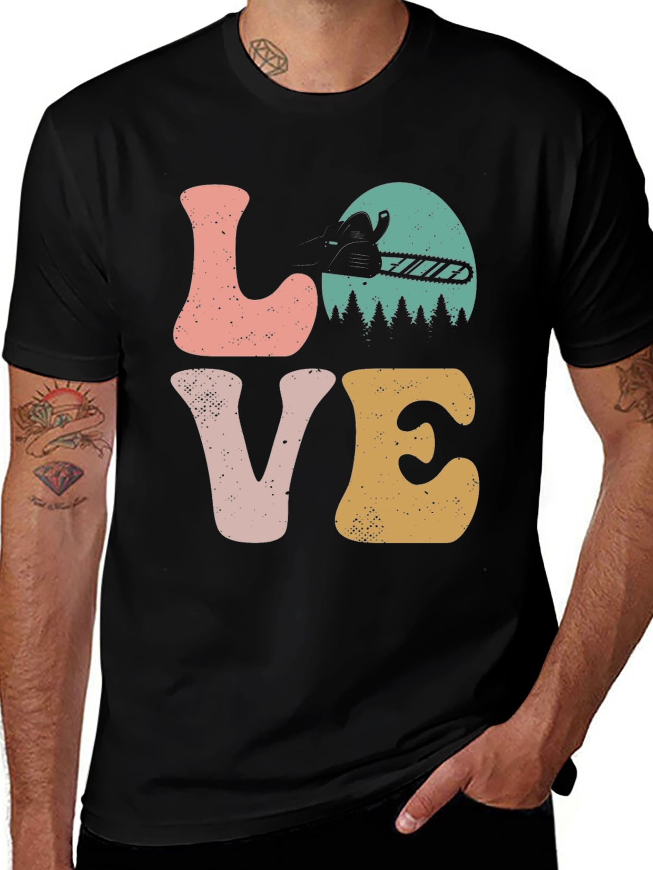 Variant 22 of LOVE Chainsaw Retro Tee Lumberjack Gift