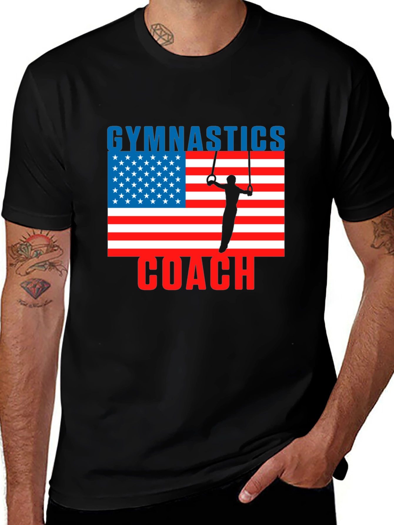Gymnastics Coach T-Shirt - USA Flag Design
