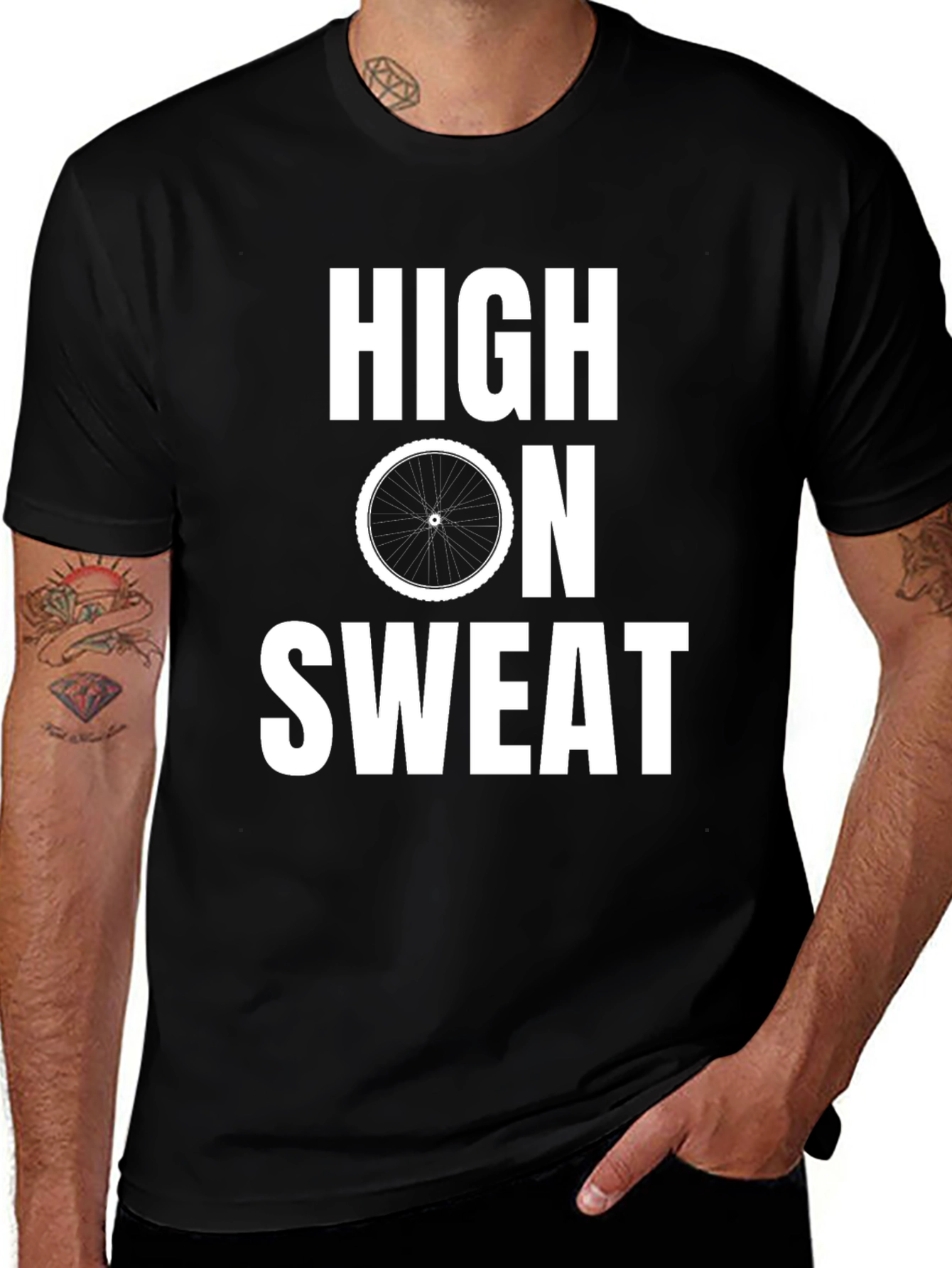 Variant 25 of High On Sweat Funny Cycling Black T-Shirt