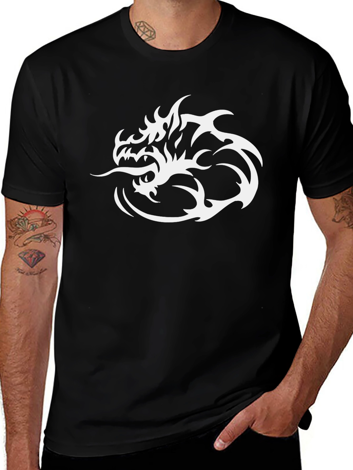 Variant 21 of Dragon Graphic Tee - Stylish Black Cotton Shirt