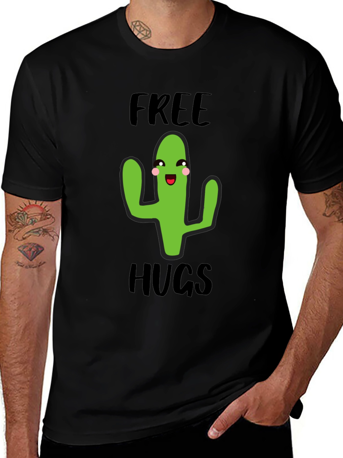 Variant 20 of Free Hugs Cactus Graphic Tee - Soft Cotton Comfort