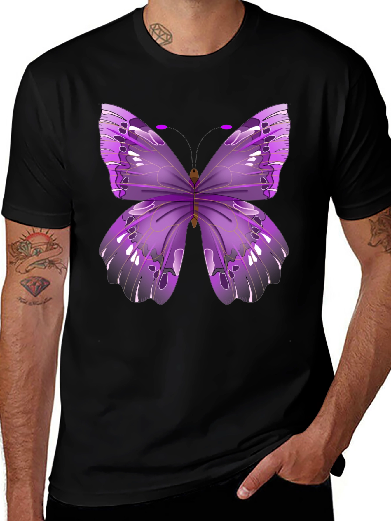 Variant 8 of Butterfly Graphic Tee - Stylish Unisex Black T-Shirt