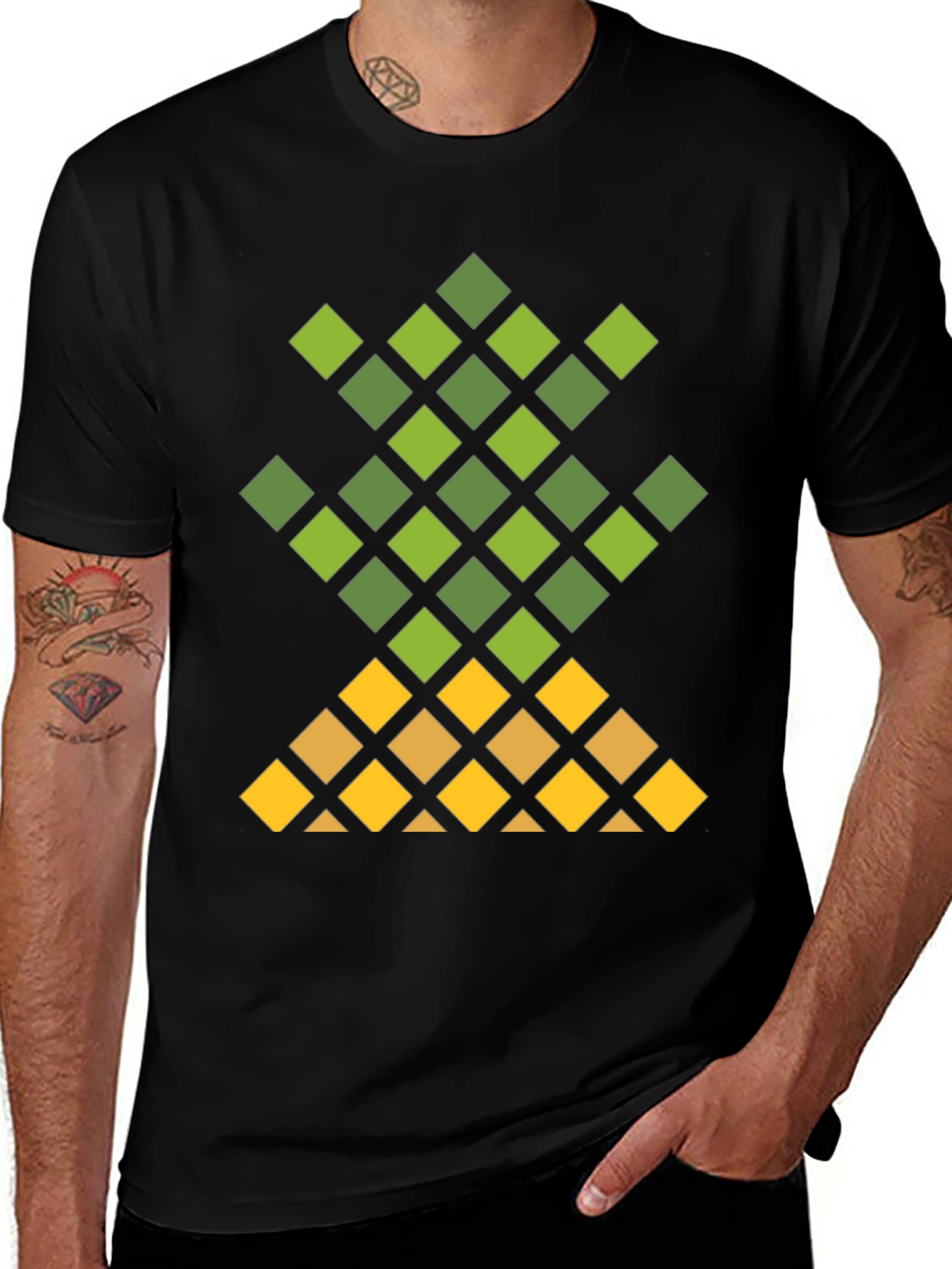 Geometric Pineapple Graphic Tee - Modern Casual Top