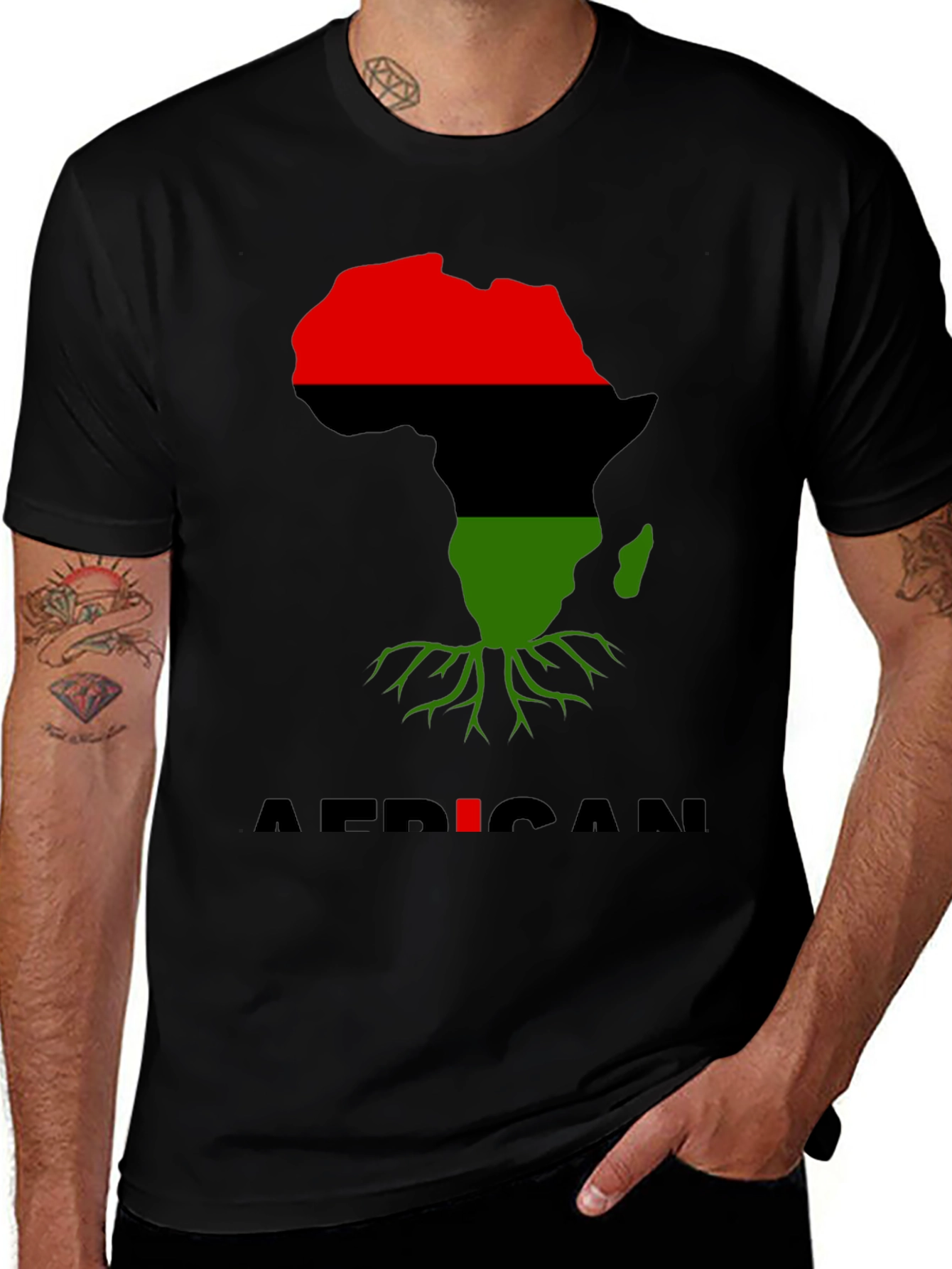 African Roots T-Shirt - Pan African Colors