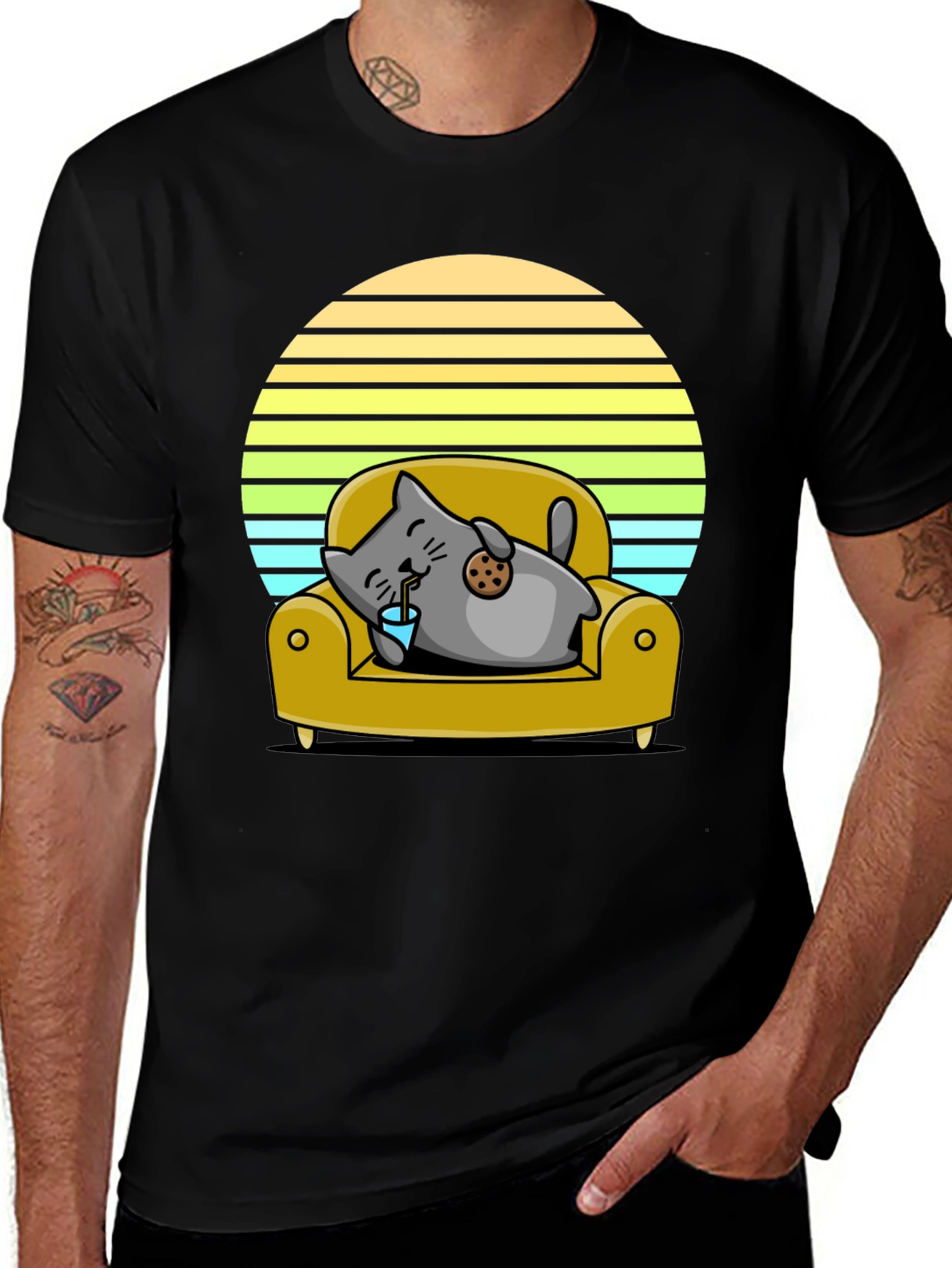 Variant 9 of Lazy Cat on Couch T-Shirt