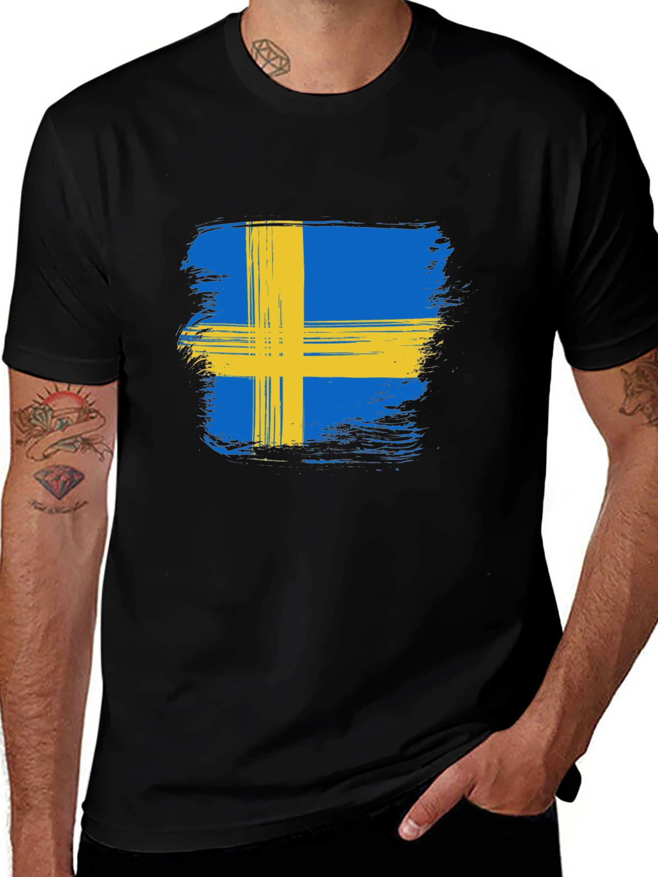 Sweden Flag T-Shirt - Black Graphic Tee