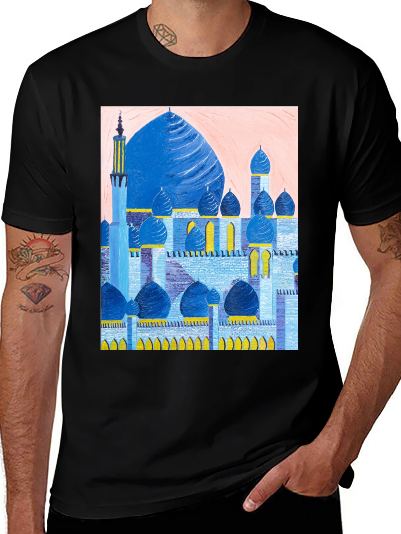 Variant 21 of Mosque Graphic Print Black T-Shirt