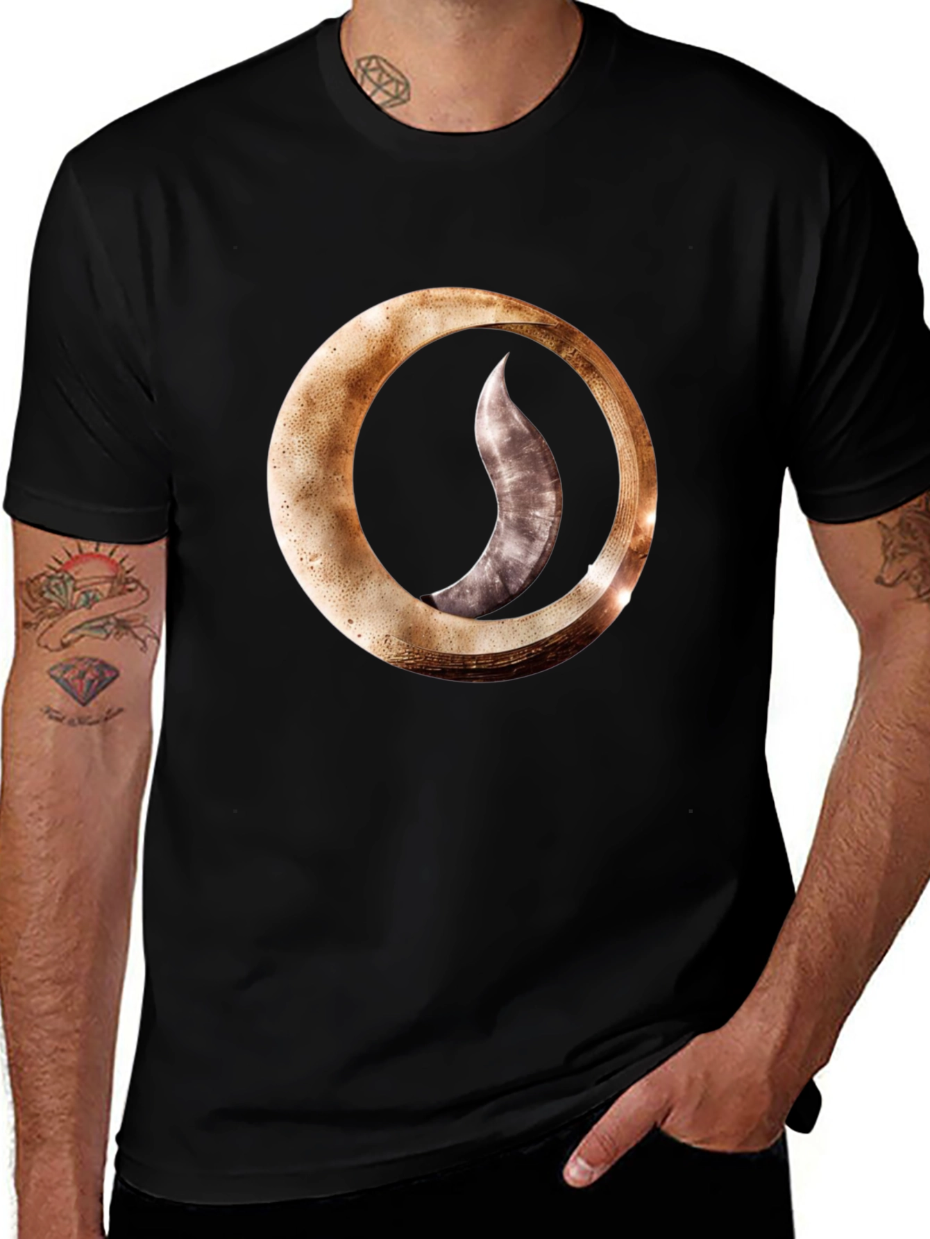 Variant 14 of Abstract Circle Graphic Tee - Casual Black T-Shirt