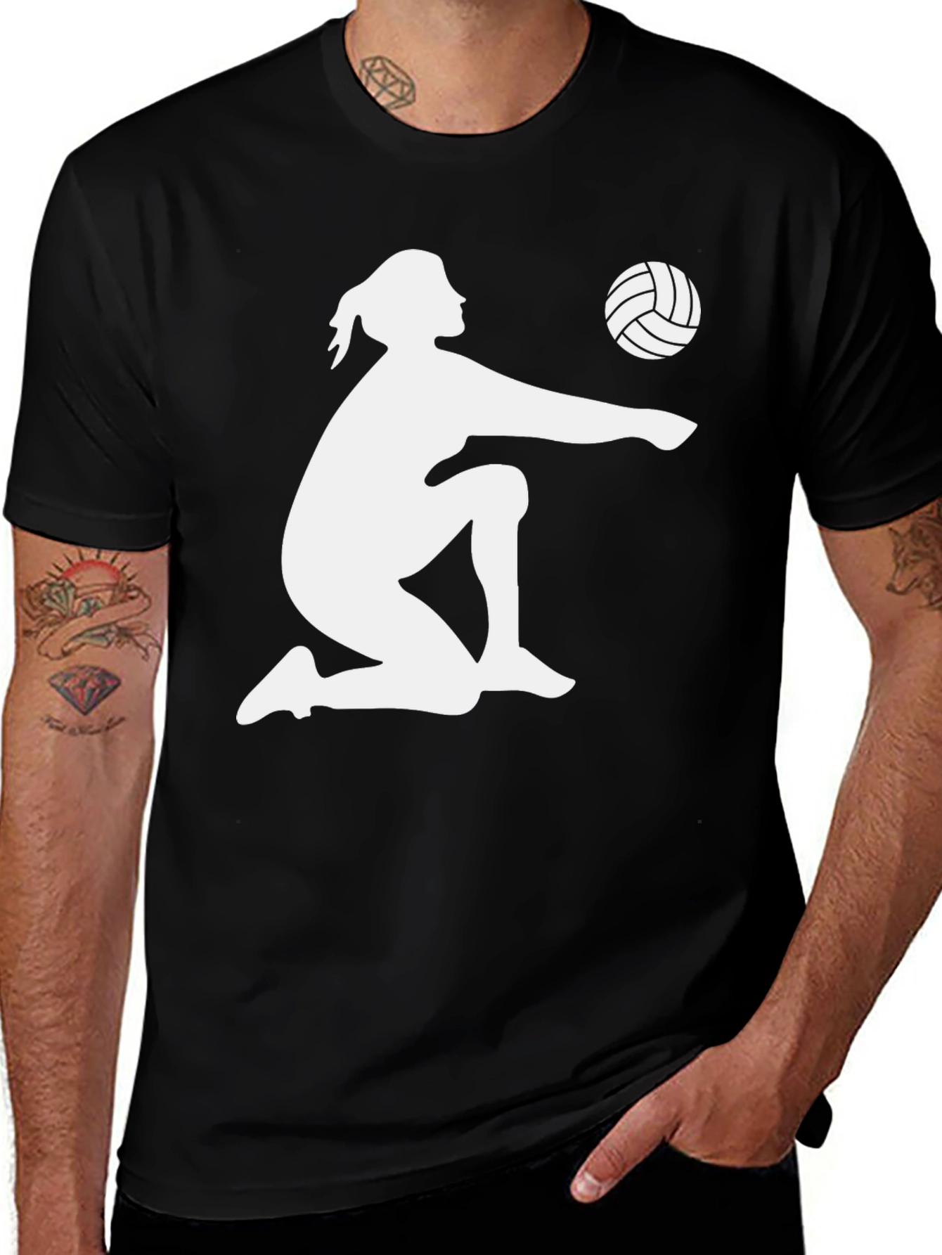 Volleyball Player Silhouette Graphic T-Shirt