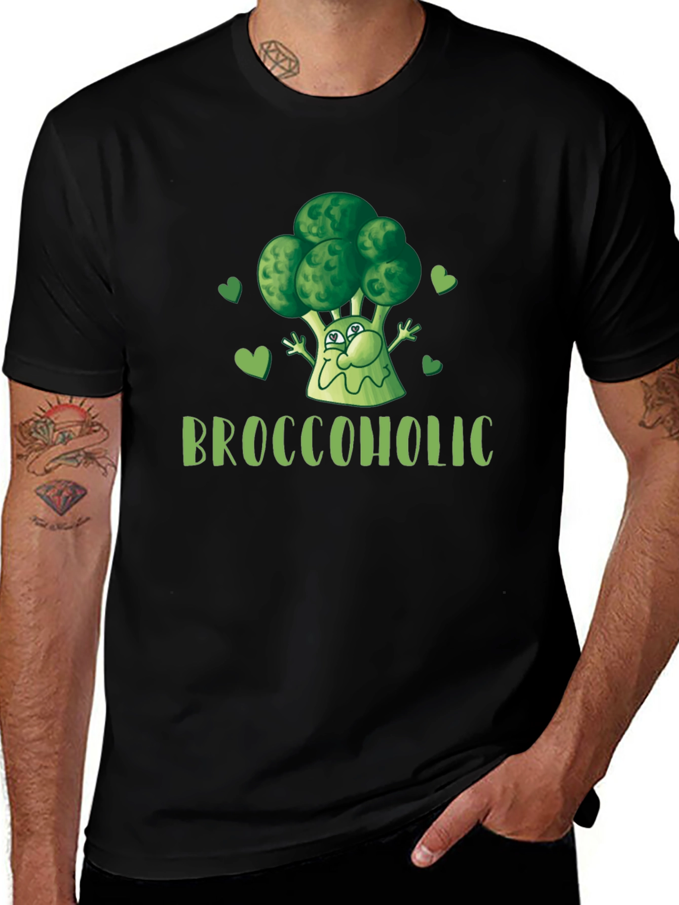 Variant 14 of Broccoholic Funny Broccoli Lover Black T-Shirt