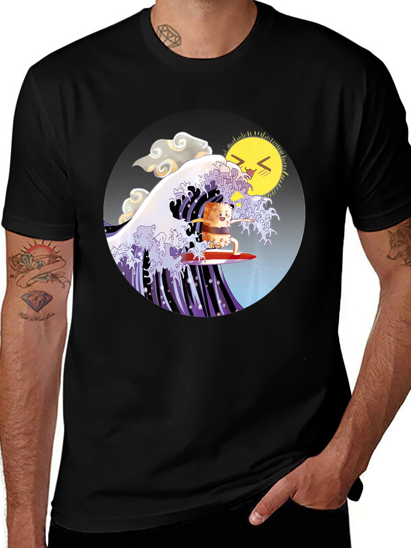 Variant 28 of Sushi Surfer T-Shirt - Kawaii Wave Design