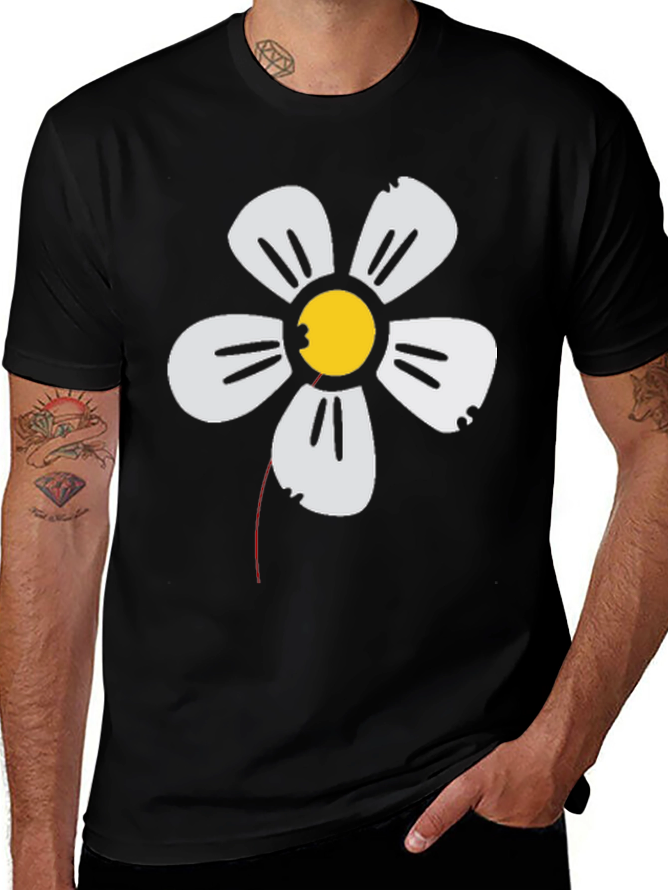 Variant 19 of Daisy Flower Graphic Print Crew Neck T-Shirt