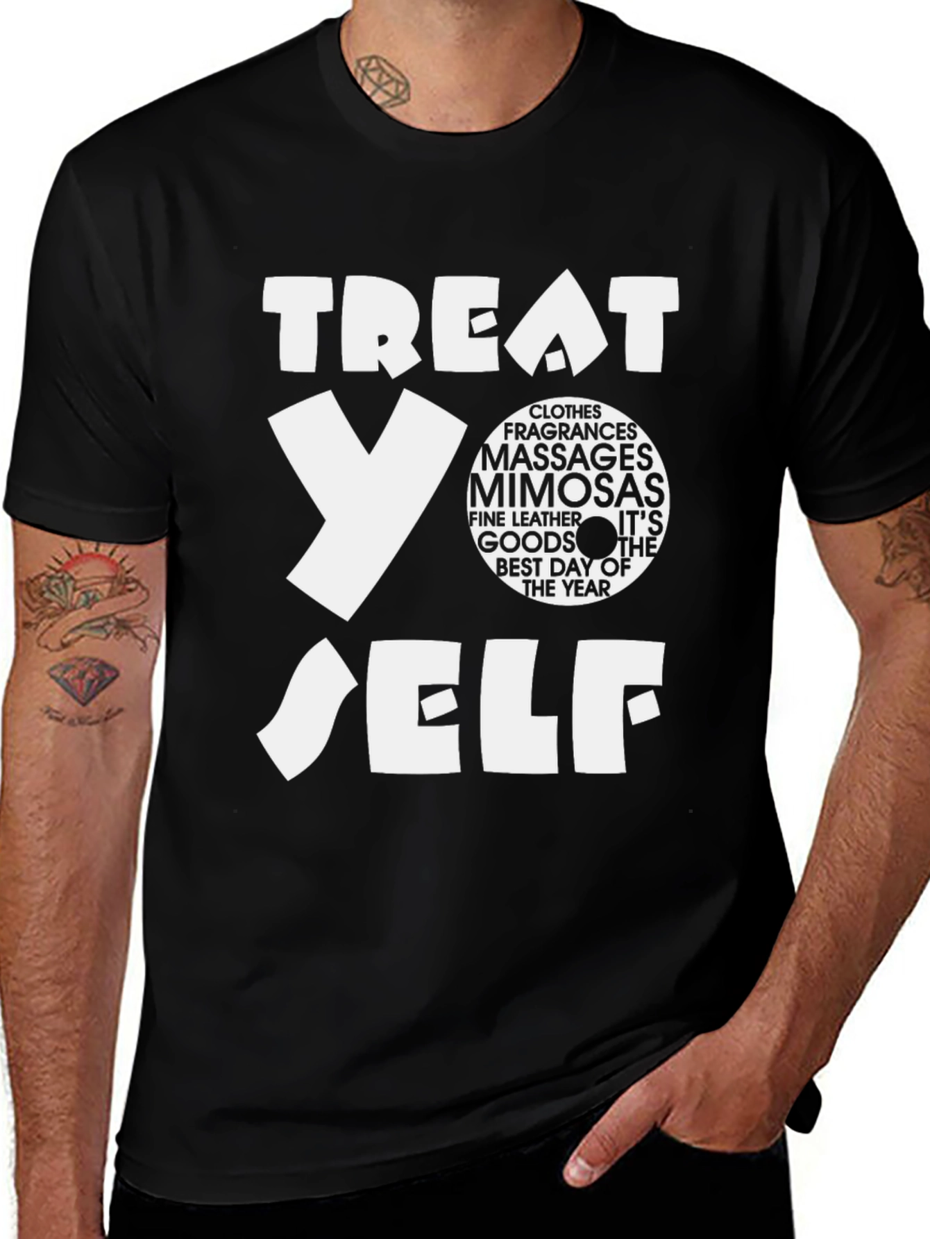 Treat Yo Self Black T-Shirt