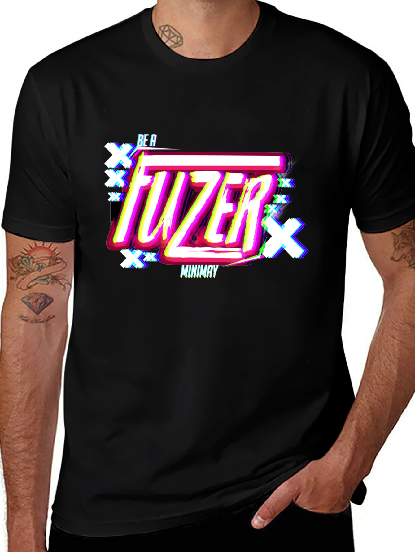 Variant 28 of Be A Fuzer Glitch Graphic Black T-Shirt
